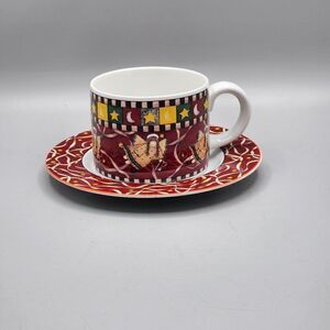 Sakura Indonesia Stoneware Gathering of Angels Debbie Mumm 1997 Mug Saucer